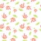 Watercolor Seamless pattern with shrimps and lime . Illustration isolated on white background