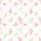 watercolor seamless pattern with simple peach floral elements
