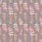 watercolor seamless pattern with simple peach floral elements on grey background