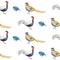 Watercolor seamless pattern - sketch of colorful pheasant. ground