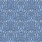 Watercolor seamless pattern of small blue and gray flowers on a deep blue cell linen background