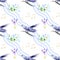 Watercolor seamless pattern - spring, birds, chicks nest