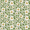 Watercolor seamless pattern with spring daisies. Green texture, for fabrics, textiles, prints, clothes, etc.