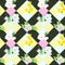 Watercolor seamless pattern - spring flowers, a set of first flowers