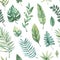 Watercolor seamless pattern. Summer tropical background. Tropical palm leaves monstera, areca, fan, banana. Perfect for