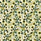 Watercolor seamless pattern with sunflowers field.