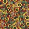 Watercolor seamless pattern with sunflowers field.
