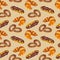 Watercolor seamless pattern with tasty pastries.