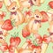 Watercolor seamless pattern with Teddy bear