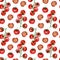 Watercolor seamless pattern tomato. Hand painted red vegetable. Eco vegeterian food for the textile fabric and wrapping paper