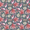 Watercolor seamless pattern of topical shell, starfish and pebble