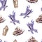 Watercolor seamless pattern with transparent shiny crystals. Precious Minerals, Geology