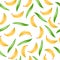 Watercolor seamless pattern with tropical bananas. Design for dresses with bananas