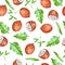 Watercolor seamless pattern with tropical coconuts.