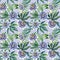 Watercolor seamless pattern tropical leaves and passionflower flowers, jungle background.