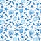 Watercolor seamless pattern with underwater life objects.