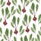 Watercolor seamless pattern vegeterian healthy food. Hand painted vegetable beet. Eco food for the textile fabric