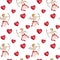 Watercolor seamless pattern in vintage style cute little angels cupids