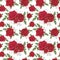 Watercolor seamless pattern in vintage style with red velvet roses