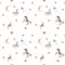 watercolor seamless pattern vintage swan horse rabbit animals from carousel. beautiful fabulous pattern for printing on