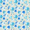 Watercolor seamless patterns with blue seashells on a beige background. Perfect for postcards, patterns, banners, posters,