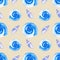 Watercolor seamless patterns with blue seashells on a beige background. Perfect for postcards, patterns, banners, posters,