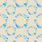 Watercolor seamless patterns hand-drawn with a wreath of blue seashells on a beige background. Perfect for postcards, patterns,