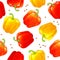 Watercolor seamless pepper trendy pattern on a white background.