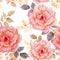 Watercolor seamless roses pattern.