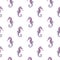 Watercolor seamless seahorse pattern. Purple underwater walrus background