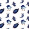 Watercolor seamless tile of funny blue penguins