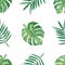 Watercolor seamless tropical leaves pattern. Foliage digital paper. Exotic floral wrapping paper.Monstera leaf, banana leaves