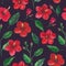 Watercolor seamless tropical pattern with hibiscus lowers for design and textile.