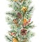 Watercolor seamless winter bouquet with decor. Hand painted fir branch with pine cones, berries, stars and cinnamon