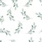 Watercolor seamless winter pattern with Christmas plants, leaves branches in green