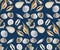 Watercolor seashells and corals pattern