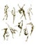 Watercolor sepia collection of contemporary dance peoples