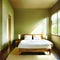 Watercolor of A serene Zen Bedroom with natural Bamboo accents