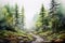 Watercolor Serenity: Forest Painting in Watercolor