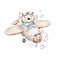 Watercolor set baby cartoon cute pilot aviation background illustration of fancy sky transport complete with airplanes