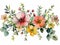 Watercolor set clip art , vibrant colors meadow flowers ,wreath, frame. Perfect wedding stationary, greetings, white background,