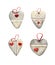 Watercolor set of delicate hearts isolated on white. Cute illustration in retro style for party decor textile souvenirs design