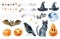 Watercolor set elements for Halloween