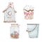 Watercolor set hand-painted Easter cake, glass jar