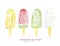 Watercolor set of ice lolly. Hand painted realistic illustration