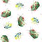 Watercolor set of insects, ladybugs, bedbugs, beetles with leaves on a white background.