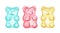 Watercolor set with multicolored marmalade jelly bears
