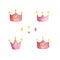 Watercolor set with pink and yellow crowns on white background.