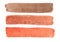 Watercolor set of red, brown and orange long brush strokes with texture of salt