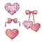 Watercolor set Valentine\\\'s Day, bright hearts
